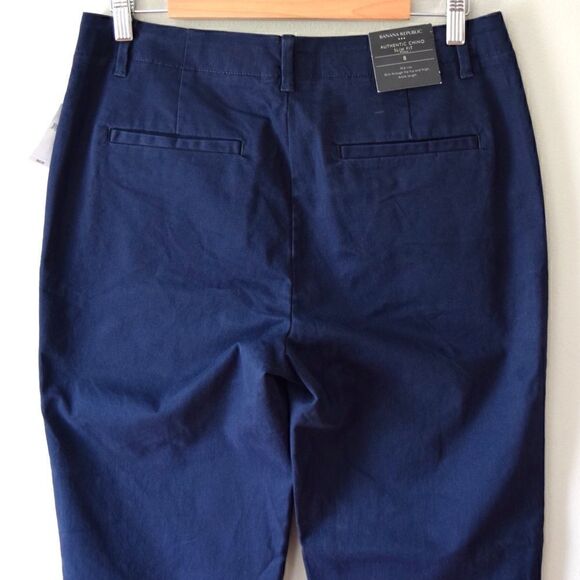 BANANA REPUBLIC Slim Flat Front Chino, Navy Blue, Size 10 Petite - Picture 9 of 13